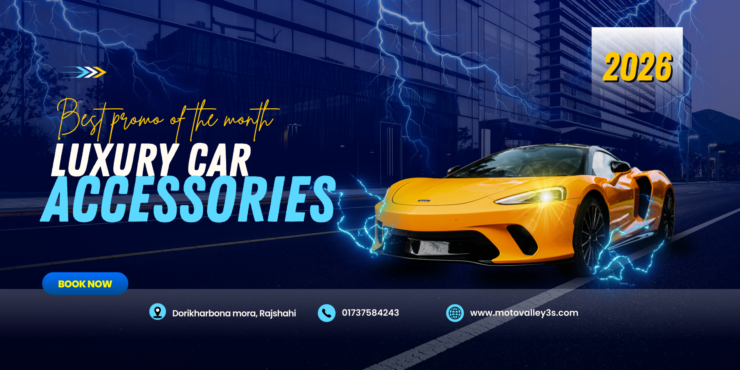 Blue and Yellow Dynamic Car Rental Design